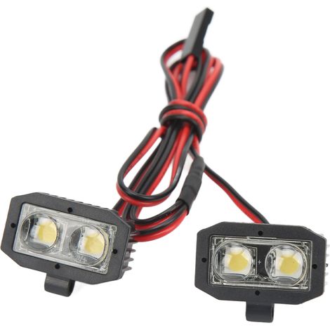 Phare RC à 4 LED blanches, boîtier en plastique, connecteur 2,54JR, supports amovibles, projecteur pour voitures RC 1/10, 5 à 7,4 V (1/5)