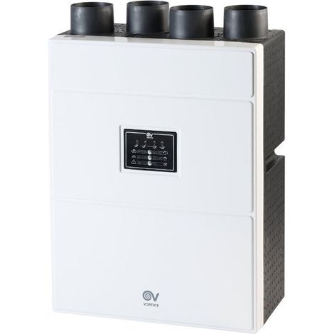 Vortice – VMC double flux 325 m³/h avec by-pass automatique – Moteurs EC 2 vitesses – Double filtration M5/G4 – Installation murale verticale