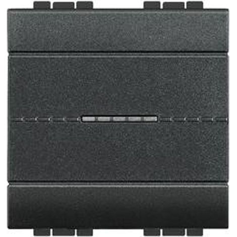 Poussoir Livinglight contact NO 10A 250V à bornes automatique Anthracite 2 modules BTICINO BTL4055M2AN