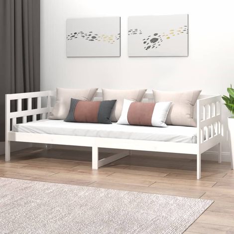 Letto Singolo Moderno ,Dormeuse Bianca in Legno Massello di Pino 80x200 cm ITD19474 (1/5)