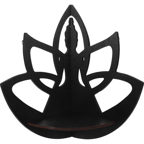 Étagère Murale d'angle en Bois Statue de Lotus Présentoir Flottant Décoratif Étagère de Rangement Murale pour Maison Auberge et Hôtel (1/5)
