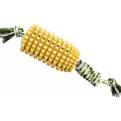 Set of 1 Solid Dog Toy, Rubber Dog Chew Toy with Rope, Dog Toothbrush Shaped Corn, Dog Chew Toys (1/5)