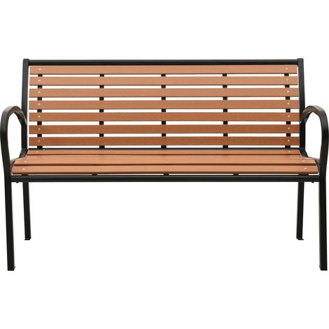 Maison Exclusive - Panca da Giardino Nera e Marrone 116 cm Acciaio e WPC