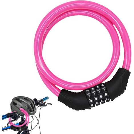 Antivol pour trottinette électrique, code à 4 chiffres, 65 cm de long, rose. Sécurisez votre trottinette. (1/5)
