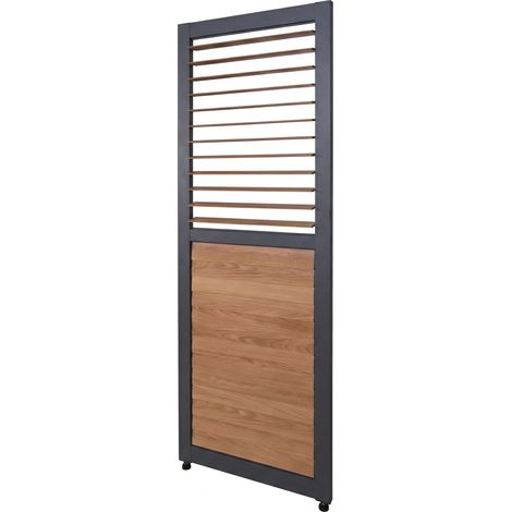 Lamellenwand für Pergola HHG-520, Lamellenpaneel Modul Paneel Seitenwand, Aluminium 220x68cm Holzoptik anthrazit