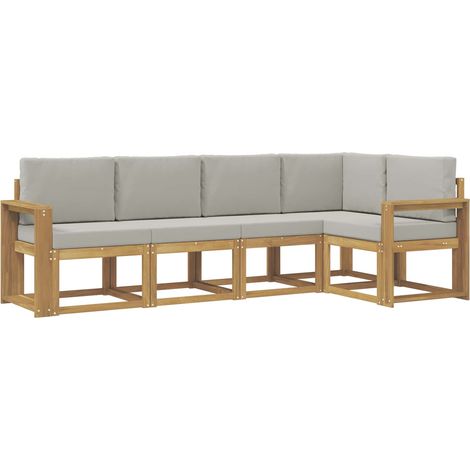 Outdoor Sofa Set with Cushion 5 pcs White and Light Grey vidaXL (1/5)