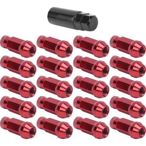 20 écrous de roue, acier allié 50BV30, filetage M12x1,5, rouge haute résistance, adaptés pour Mazda. (1/5)