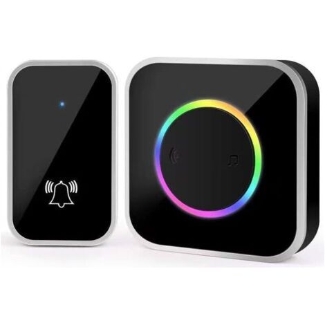 Campanello senza fili, campanello impermeabile per esterni IP44 con portata di 400 metri, 60 melodie e 4 livelli di volume, kit campanello con ricevitori plug-in, indicatore LED colorato, per casa, uf (1/4)