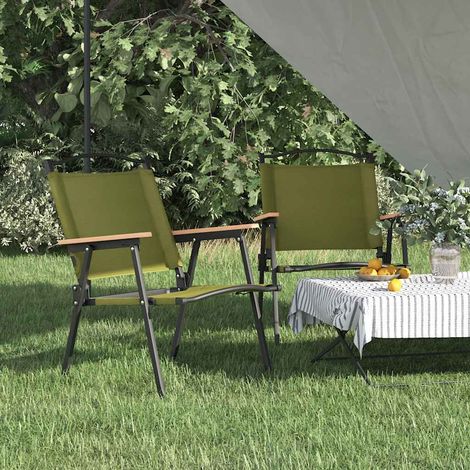 Chaises de camping pliables lot de 2 pour jardin plage et pique-nique en tissu Oxford vert - PANGIVO (1/5)