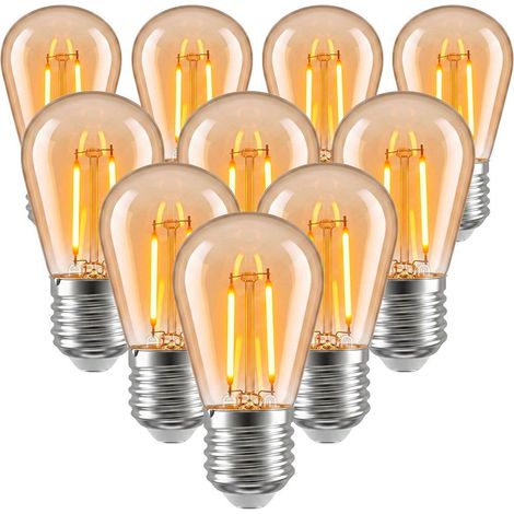Lot 10 Ampoules LED E27 S14 2W Ambrée 2200K Guirlande Guinguette (1/5)