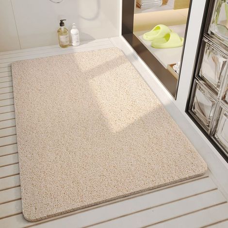 1pc (40x60cm, beige) Non-Slip Shower Mat with Drainage Holes, Quick Drying and Mildew Resistant Soft and Comfortable Loofah Bath Mat for Wet Areas (1/3)