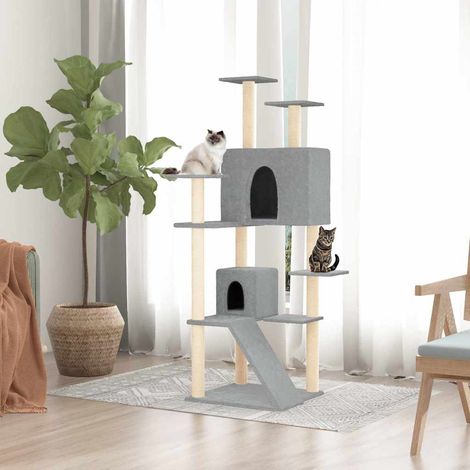 vidaXL Rascador para gatos con postes de sisal gris claro 153 cm (1/5)