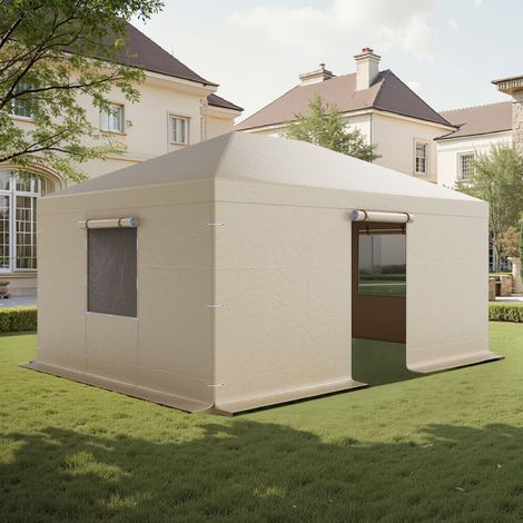VEVOR Copertura Invernale per Gazebo, per Gazebo Rigidi da 3,70 x 4,92 m, Copertura per Tutte le Stagioni con Pareti Laterali e Finestre in Rete, per Ripari Chiusi, Gazebo non Inclusi