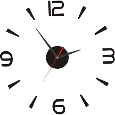 Horloge murale à faire soi-même 40 cm, petite, noire, moderne, simple, style européen, silencieuse, en acrylique, sans cadre, horloge murale 3D à faire soi-même