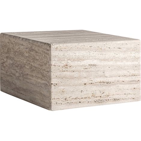 Table basse travertin beige style art déco finition vieillie - Beige travertin naturel vieilli (1/5)