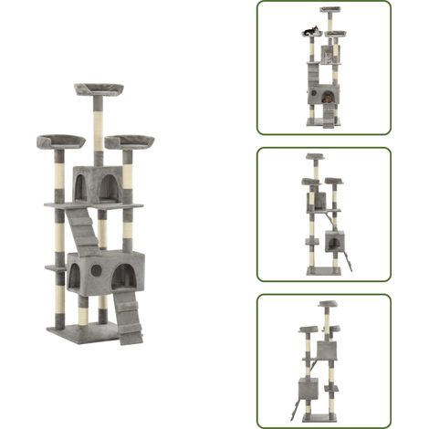 Casetta per gatti - vidaXL Albero per Gatti con Tiragraffi in Sisal 170 cm Grigio - Piattaforme per gatti