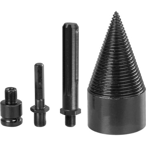 Cône fendeur de bois pour perceuse, Strend Pro, avec 3 adaptateurs, SDS MAX, HEX 1/2", 60 mm (1/5)