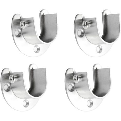 Support de Tringle en Acier, 4 Supports en acier Inoxydable avec vis, Pour Chambre, Salle de Bain 25mm (1/5)