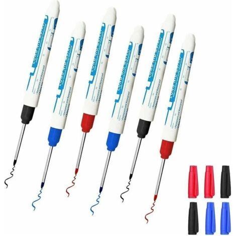 6 Pack Drill Hole Markers - Carpenter Pencils - 30mm Extra Long Point Marker Pencil for Carpenter or Construction, Work well on Wood, Plastic, A (1/4)