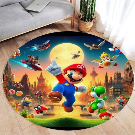 Tapis rond antidérapant pour couloir, cuisine, chambre, canapé, chambre d'enfant (4 pièces, 100 cm de diamètre) (1/4)