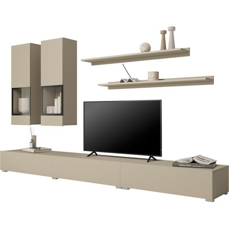 Conjunto de muebles de salón RAMOS – Beige claro – Diseño contemporáneo sin LED