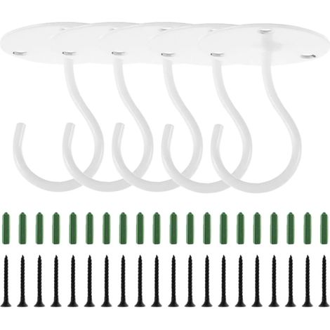 5 crochets plafond, fer, blanc, pour suspension et rangement (1/5)