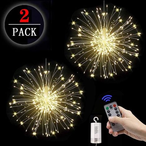 2pcs Guirlande lumineuse de feu d'artifice Starburst Lights 120 LED Fil de cuivre Guirlande lumineuse de feu d'artifice avec télécommande 8 modes de luminescence Étanche pour la maison et le jardin 2p (1/5)