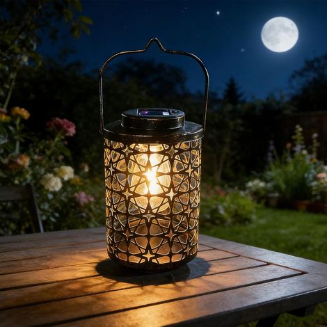 Lanterne solaire extérieure Décoration résistante Grande ampoule LED Métal Terrasse Balcon Jardin (1/5)