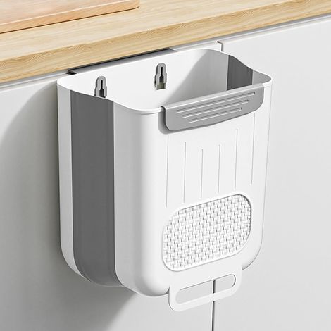 Compostiera da cucina, grande capacità 10 litri, contenitore da appendere all'anta dell'armadio, contenitore da interno sotto il lavello, contenitore per compost in plastica, bianco sporco (1/5)