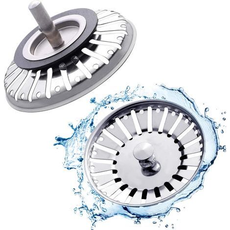 2 Pack Stainless Steel Kitchen Sink Stopper Universal Kitchen Sink Strainer 84mm Kitchen Strainer Stainless Steel Sink Grid for Kitchen and Bathroom (1/5)