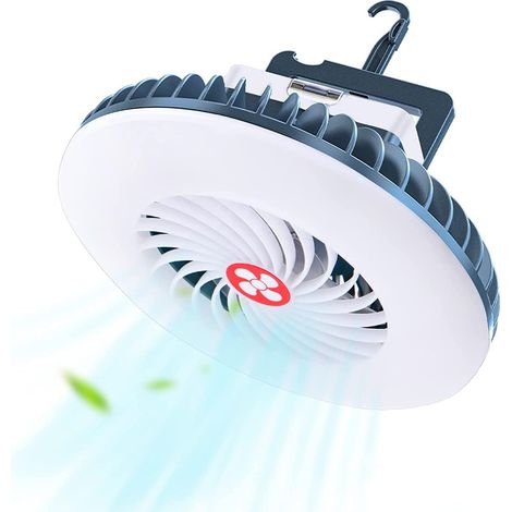 Lampada da campeggio a LED, ventilatore portatile da campeggio ricaricabile tramite USB con gancio magnetico (1/5)
