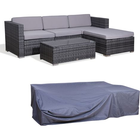 SVITA CALIFORNIA salon de jardin avec housse polyrotin gris (1/5)