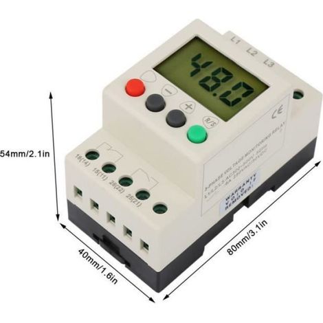 1 Relais de surveillance triphasée, écran LCD, protection moteur, réglable, pour pompe ascenseur machine-outil (1/4)