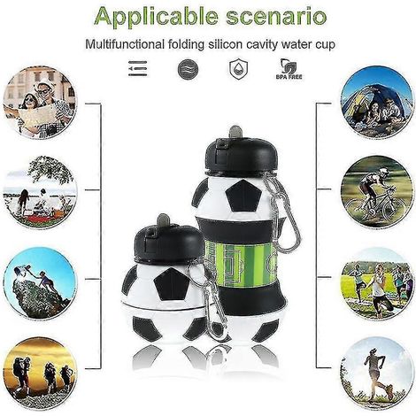 Bouteille d'eau en silicone de style baseball avec paille, pliable, idéale pour les voyages, le camping et le camping (1 pièce) (1/5)