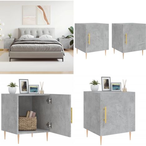 Nachttische 2 Stk. Betongrau 40x40x50 cm Holzwerkstoff - Beton Tisch - Nachttisch Grau - Wohnzimmer Dekoration - Holzwerkstoff Möbel - Sideboard - Home & Living (1/5)
