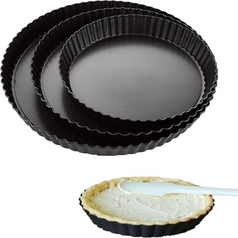 SPHProducts Quicheformen Kuchenformen Antihaftbeschichtung Schwarz Backformen für Kuchen und Quiches 3er Set (1/5)