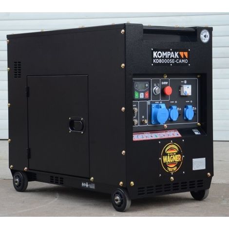 Groupe électrogène diesel 6500W – Réservoir 30L – Autonomie 30h – Démarrage électrique – Compatible installation solaire – Kompak