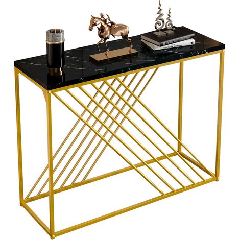 Mesa de centro sencilla y moderna de 100 x 35 x 77 cm, con tablero de MDF brillante y capacidad de carga de hasta 40 kg. Ideal para salón, dormitorio, oficina y recibidor. (1/5)
