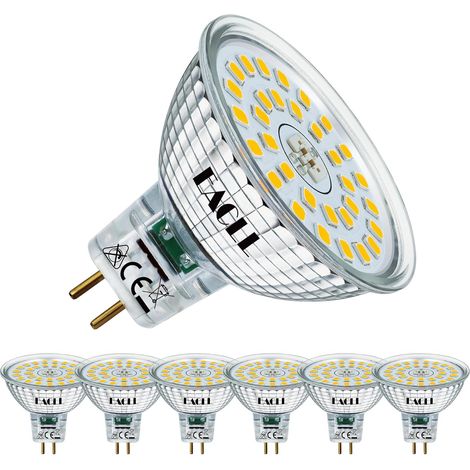 Ampoules LED GU5.3 Blanc Neutre, 6.5W Équivalent Halogène MR16 60W, Lot de 6, 4000K 580lm Projecteur Sans Scintillement, Large Faisceau 120° Spot, Non Dimmable AC/DC 12V Lampe à Réflecteur (1/5)