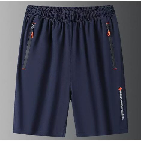 Short d'entraînement pour homme avec poches zippées, lavable et très extensible, idéal pour le fitness et la salle de sport - Xin Bleu M (1/5)
