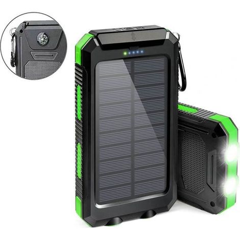 AMOUNE Power Bank Solare - 10000mAh - Resistente agli urti - Resistente agli schizzi - Doppia torcia (1/4)