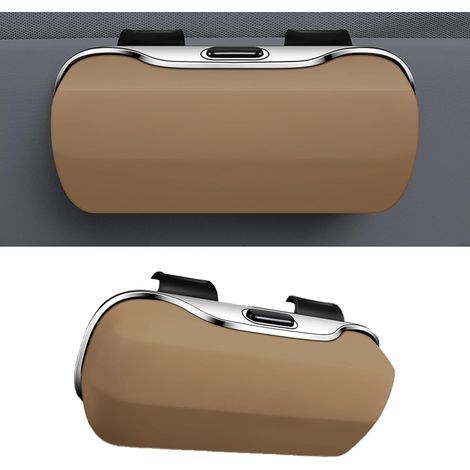 Porta occhiali da sole per alette parasole auto, gancio protettivo per custodia occhiali da auto, supporto per occhiali da sole per auto, camion e automobili (beige) (1/5)