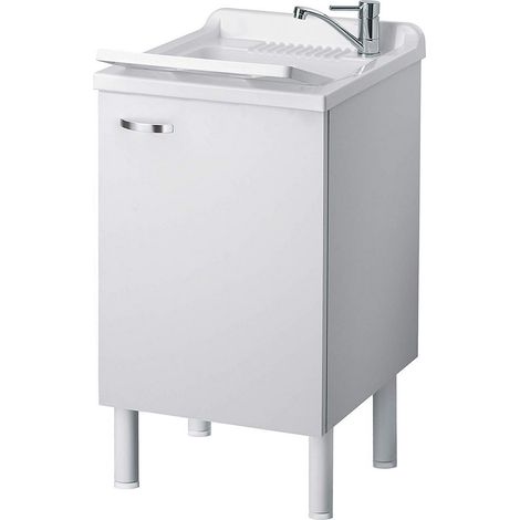 Waschbecken mit Schrank Weiss 50x45 cm mod. Eco (1/4)