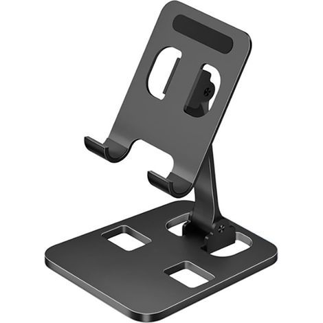 Desktop-Smartphone-Ständer aus Aluminiumlegierung, verstellbare Universalhalterung für iPhone, Huawei Galaxy und viele andere Mobiltelefone und Tablets (Schwarz) (1/5)