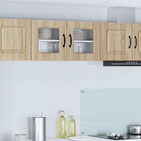 Meuble haut de cuisine 2 portes en bois d’ingénierie chêne sonoma 80 x 31 x 40 cm, 15.65kg - PANGIVO (1/5)