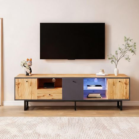 Meuble TV design en panneaux de particules avec LED et rangements (1/5)