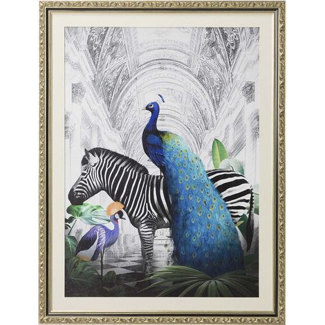 Cuadro Pavo Real Con Marco Madera 96X4X125 Cm