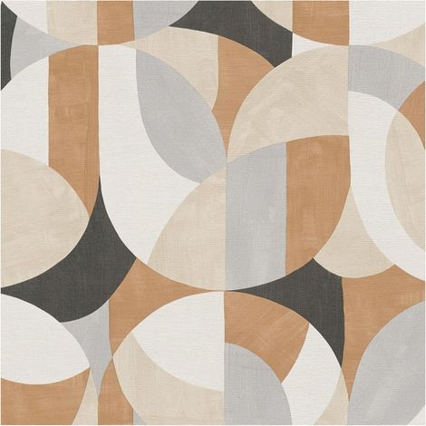 Retro wallpaper wall Profhome 399321 hot embossed non-woven wallpaper slightly textured with graphical pattern matt white beige black brown 5.33 m2 (1/5)