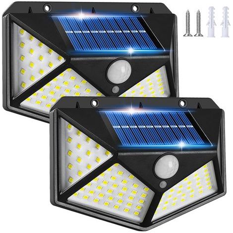 Solarleuchte für den Außenbereich, Bewegungsmelder, 3 Modi, 270°-Beleuchtung, kabelloses Sicherheitslicht, IP65, wasserdicht, Wandstrahler für den Garten, 【2er-Pack】 100 LED-Solarleuchte für den Außen (1/5)