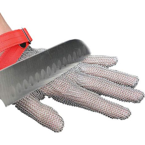 Edelstahl-Handschuhe, schnittfeste Netz-Sicherheitshandschuhe für Schneidarbeiten, Stufe 5, L (1 Stück)